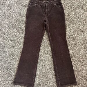 St johns bay womens brown boot cut flare corduroy pants jeans back pocket design